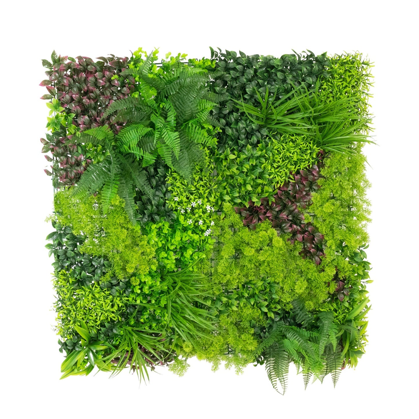 Artificial Greenery Wall Backdrop Panels, 40"Ã—40" Grass Panels with Mixed Fern and Ivy Leaves, UV-Protected for Outdoor Use â€“ 2 Panels, Covers 22 Sq. Ft.