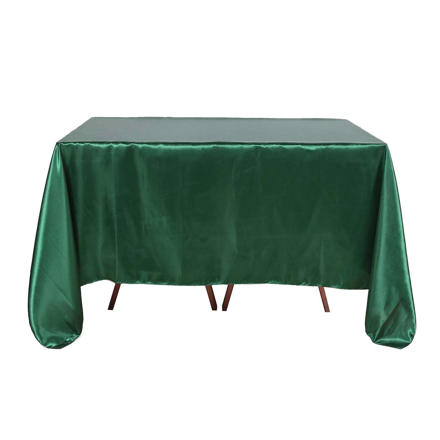 Satin 90"x90" Table Overlay Square Tablecloth Hunter Emerald Green - Smooth Finish Table Topper