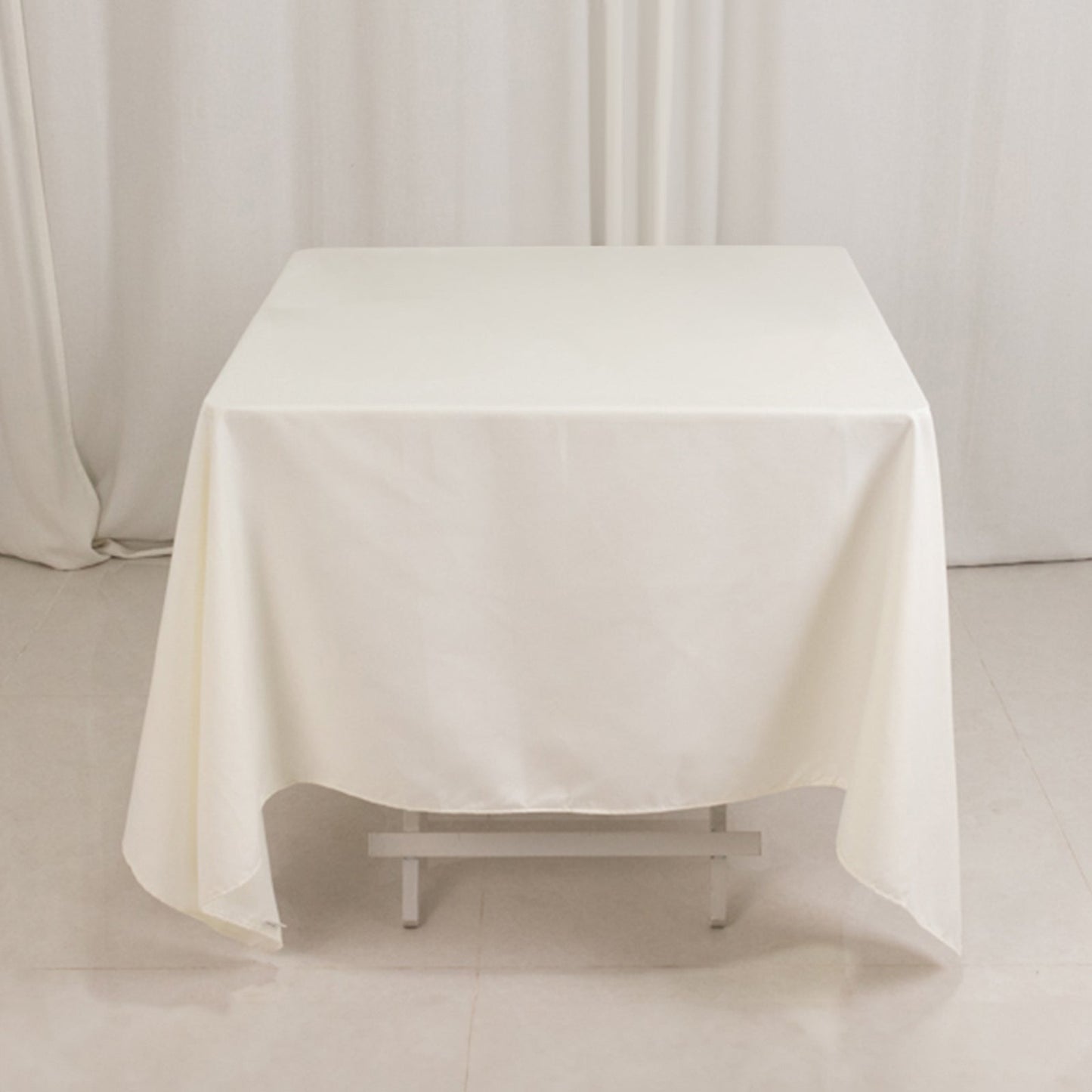 Cotton Blend 70"x70" Square Tablecloth Ivory - Wrinkle-Resistant Fabric Table Cover