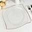 10-Pack Plastic 10" Square Dinner Plates in Clear with Gold Wavy Rim Modern - Disposable Party Plates
