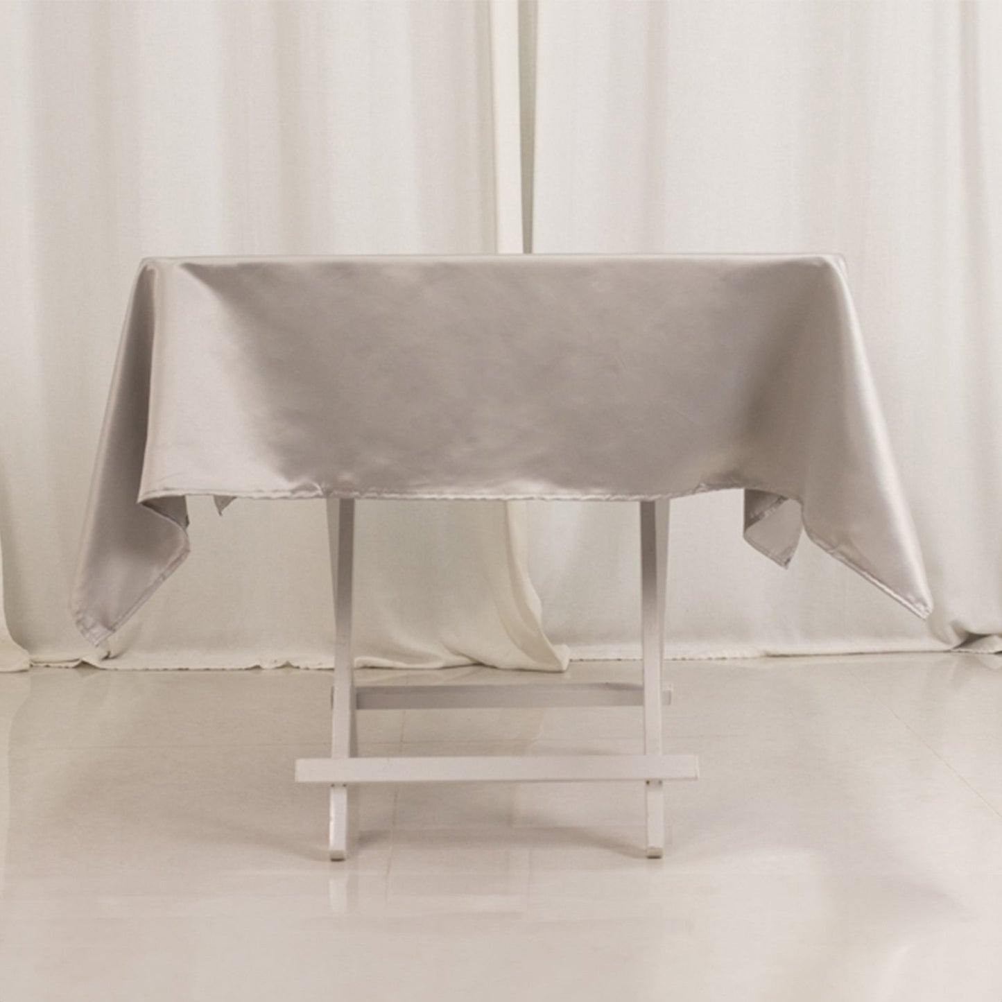 Lamour Satin 54"x54" Square Tablecloth Silver - Durable & Silk-Like Table Cover