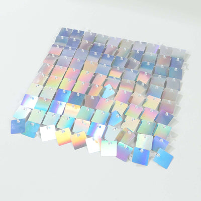 Disco Theme Iridescent Blue Square Sequin Shimmer Wall Party Photo Backdrop, 24sq.ft Active Spangle Wall Art DÃ©cor Panels - 24 Panels