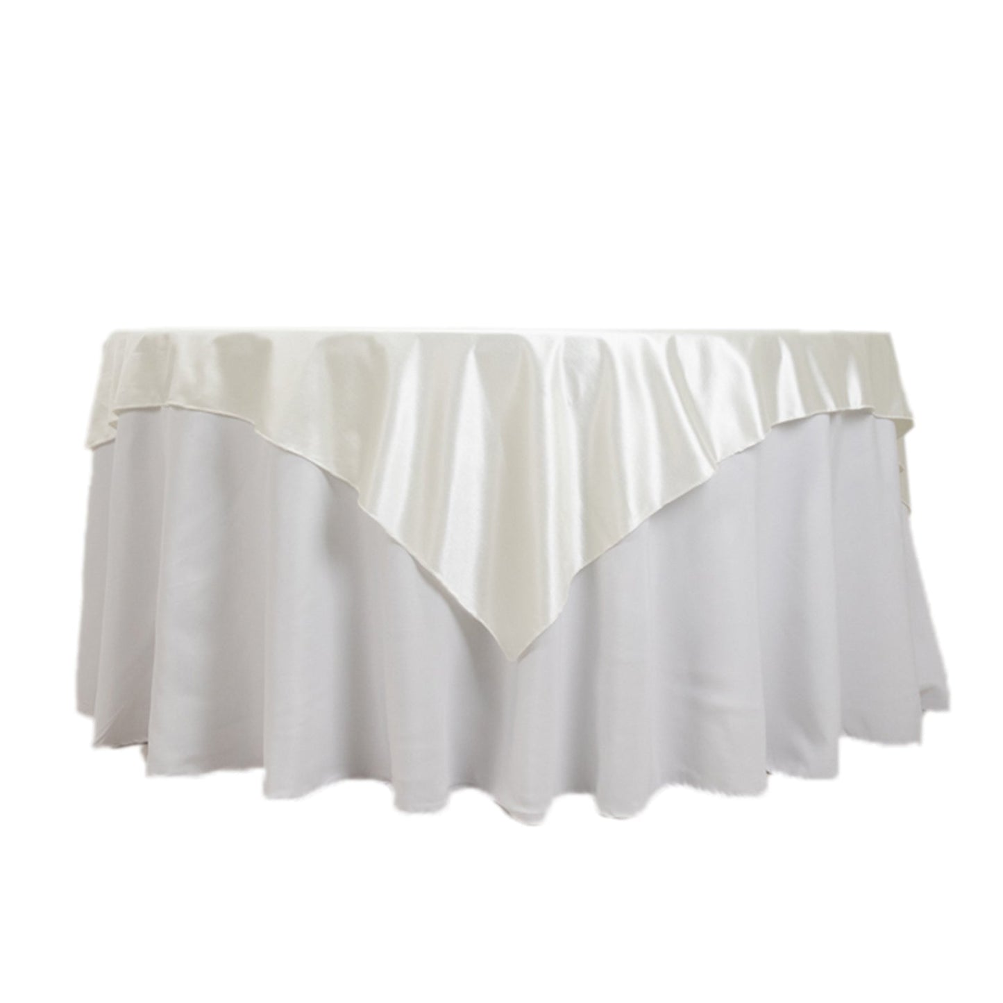 Scuba 70"x70" Table Overlay Square Tablecloth Shimmer Pearl White - Wrinkle Free & Stain Resistant Table Cover for Weddings and Parties