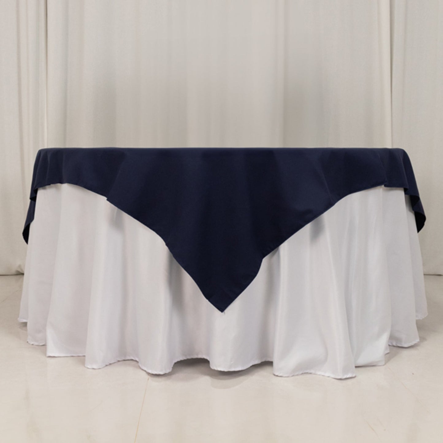 Cotton Blend 70"x70" Table Overlay Square Tablecloth Navy Blue - Wrinkle-Resistant Fabric Table Topper