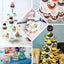 5-Tier Plastic Cupcake Holder Stand White - Dessert Tower with Scalloped Edge Design Versatile Display for Sweet Treats 18"