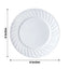12-Pack Plastic Dessert Plates Glossy White Swirl Rim - Lightweight Round Salad Plates 6"
