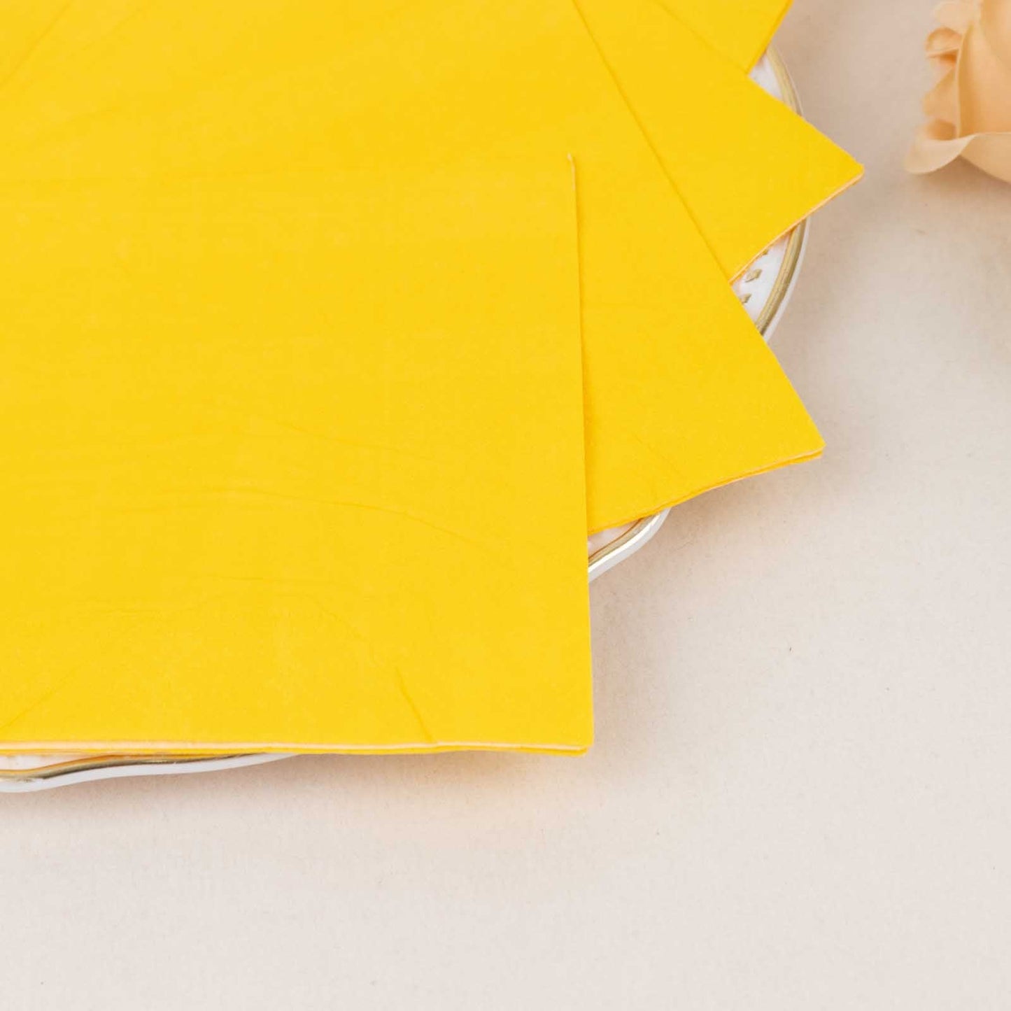 50-Pack Paper Beverage Napkins Yellow - 2 Ply Disposable Soft 18GSM Cocktail Napkins 5"x5"