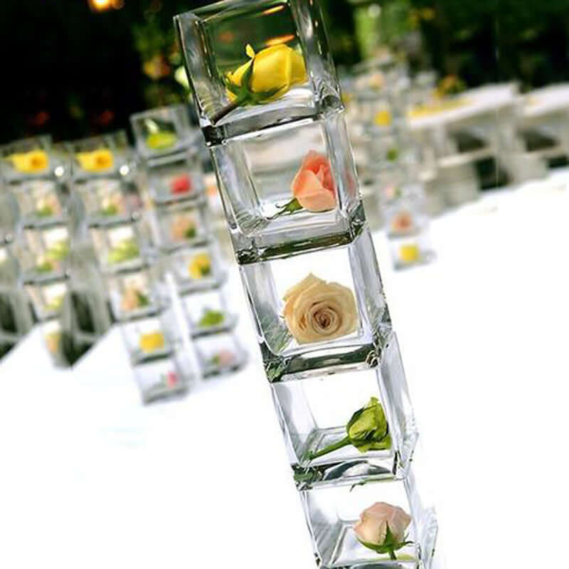 6-Pack Glass Flower Vases Heavy Duty Clear - Premium Table Centerpieces for Weddings 6"