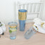 12-Pack Plastic Party Cups Transparent Dusty Blue with Gold Rim - Durable Disposable Tumblers for Drinks 17oz 5.5"