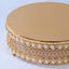 Set of 3 Cake Stands Round Design with Mirror Top Gold - Pearl Beaded Stackable Cupcake Holders Metal 12", 14", 16"