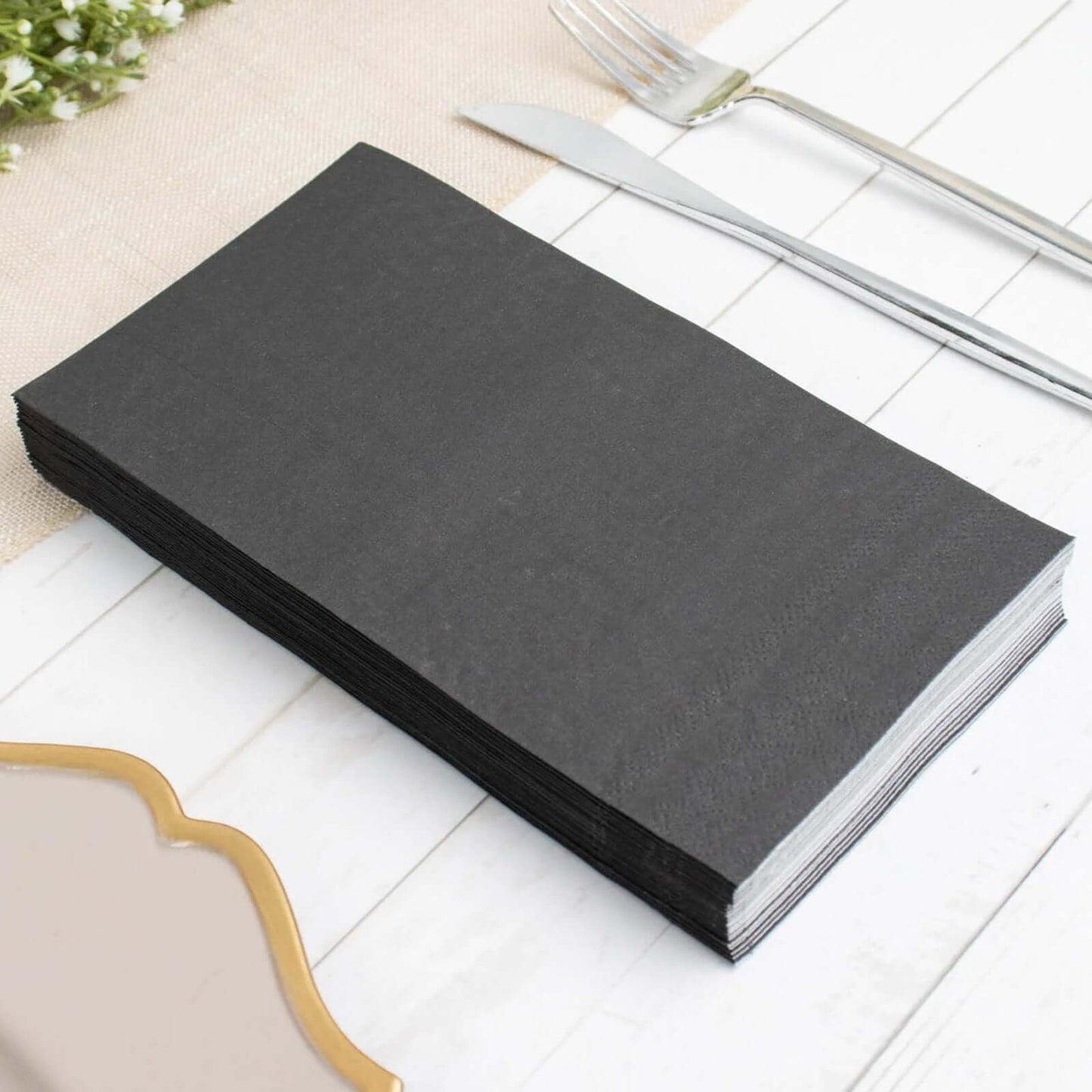 50-Pack Paper Napkins Black - Soft Disposable 2-Ply Dinner Napkins for Weddings