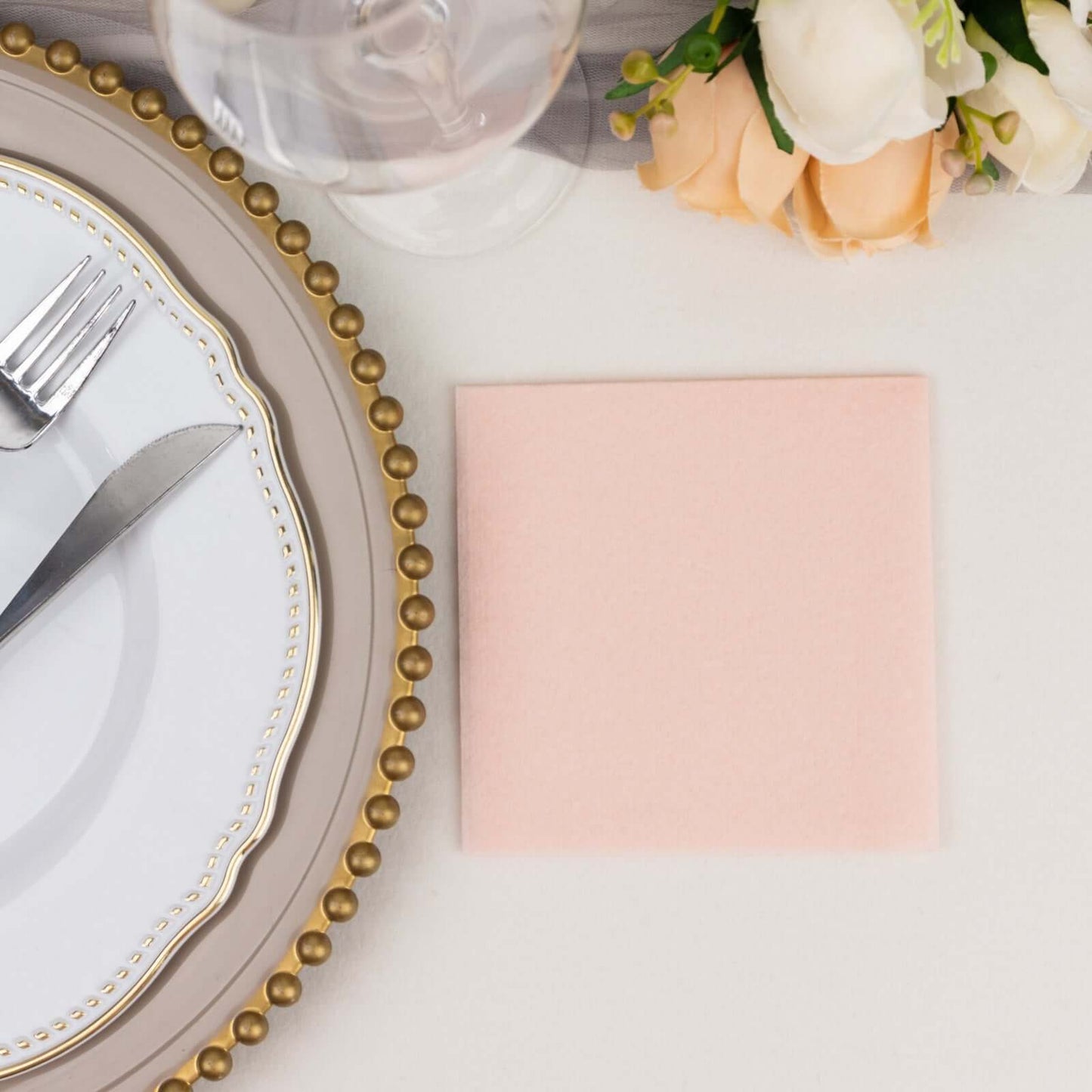 20 Pack Linen-Like Paper 5"x5" Napkins Blush - Highly Absorbent Airlaid Napkins