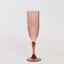 6-Pack Plastic Wedding Toast Flutes Dusty Rose Transparent Crystal Cut Style - Reusable Champagne Glasses 8oz