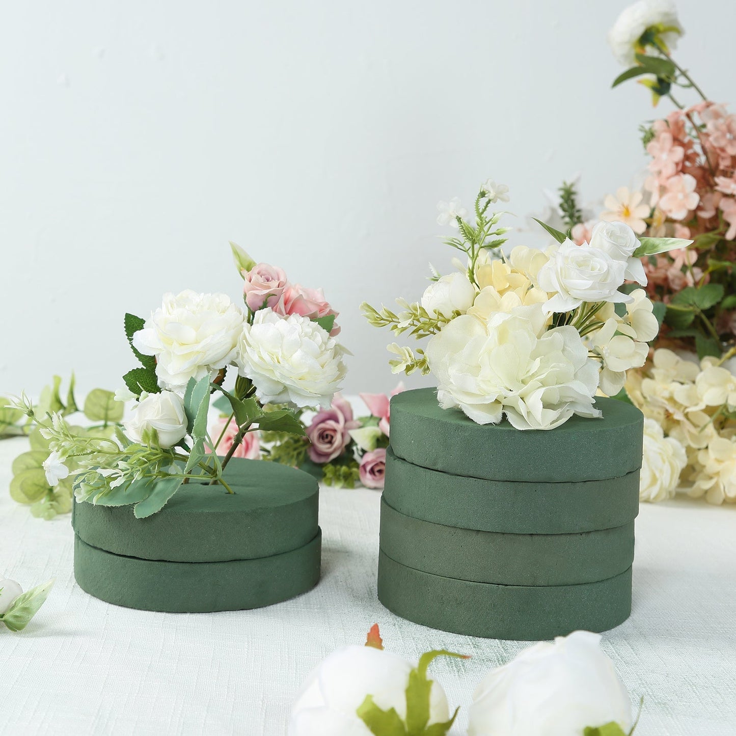 6 Pack Green Large Floral Foam Blocks for Artificial Flowers, 6" Round Wet Styrofoam Bricks Artificial Flower Arrangement Craft Supplies