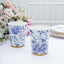 24 Pack Disposable Paper Cups in White Royal Blue French Toile Pattern with Gold Rim, Elegant Party Cups - 9oz