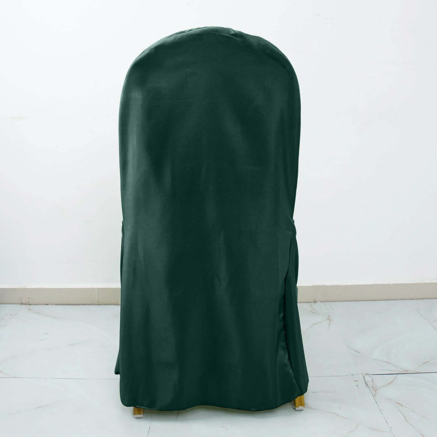Polyester Slip On Banquet Chair Covers Hunter Emerald Green - Stain-Resistant Reusable Durable Fabric