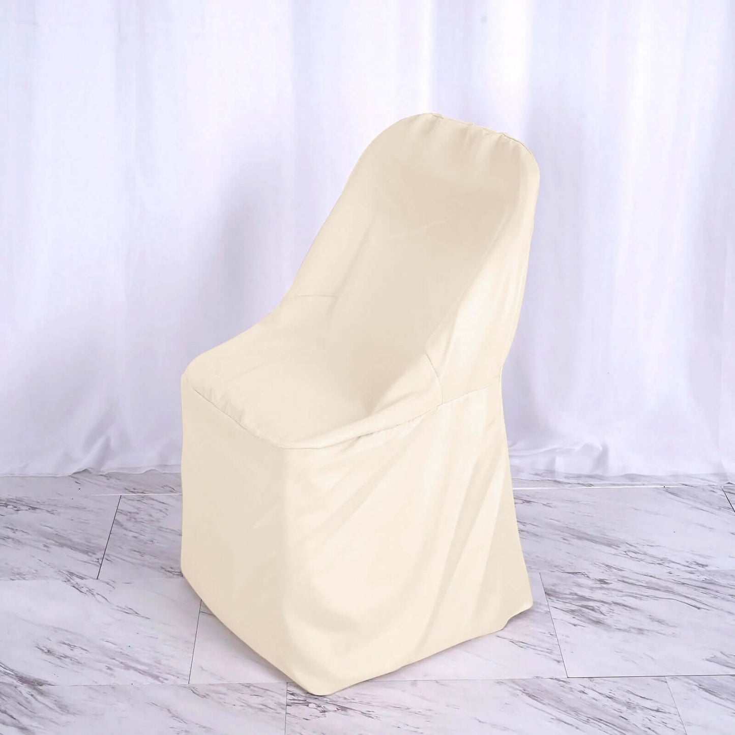 Polyester Slip On Folding Chair Covers Beige - Stain-Resistant Reusable Durable Fabric