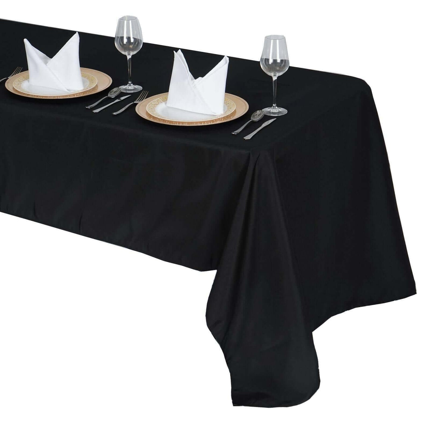 Premium Polyester 60"x126" Rectangle Tablecloth Black - Stain-Resistant 220GSM Finish for Special Events