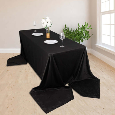 Scuba Rectangular 90"x156" Tablecloth Black - Wrinkle Free, Stain Resistant & Seamless Table Cover for Weddings and Parties