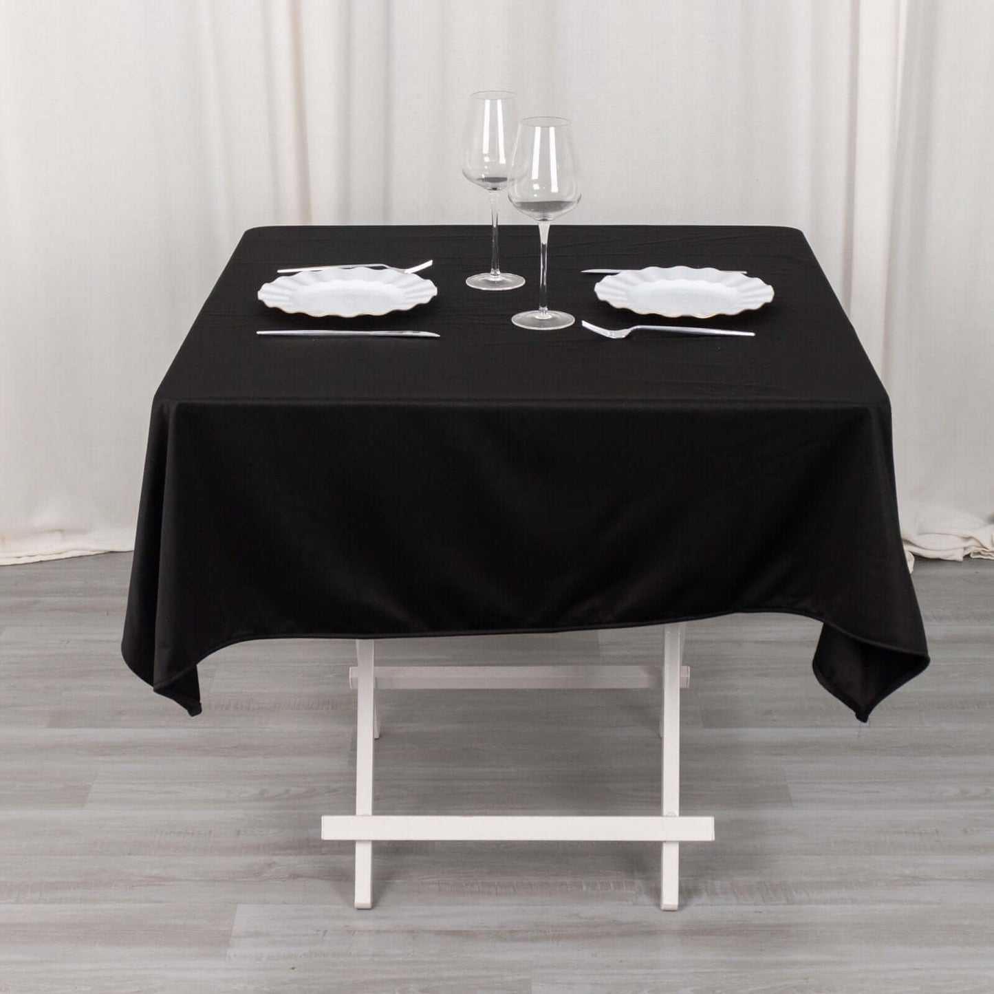 Scuba Square 54"x54" Tablecloth Black - Wrinkle Free & Stain Resistant Table Cover