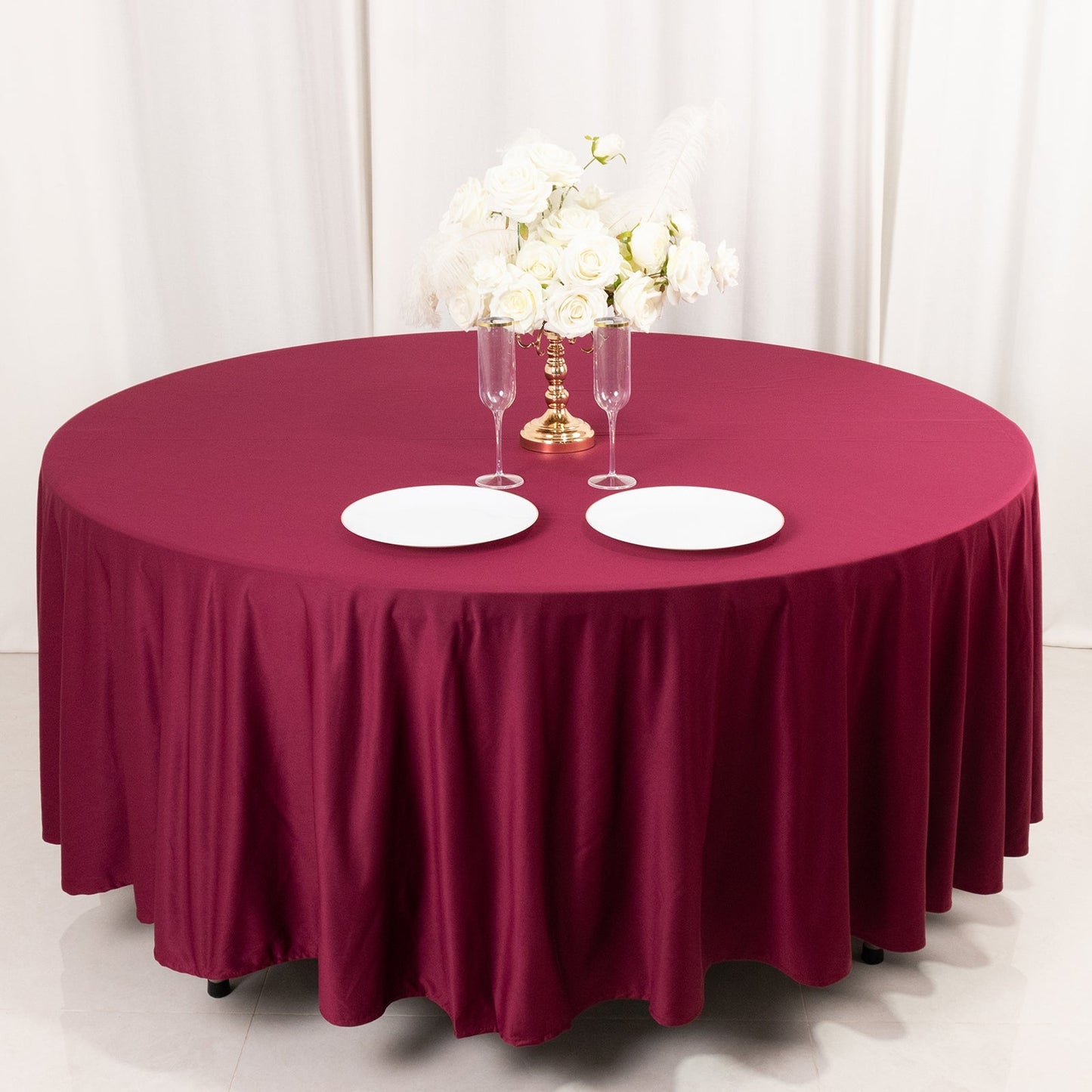 Scuba Round 108" Tablecloth Burgundy - Wrinkle Free & Stain Resistant Table Cover