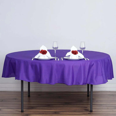 Polyester 90" Round Tablecloth Purple - Stain & Wrinkle-Resistant Table Cover