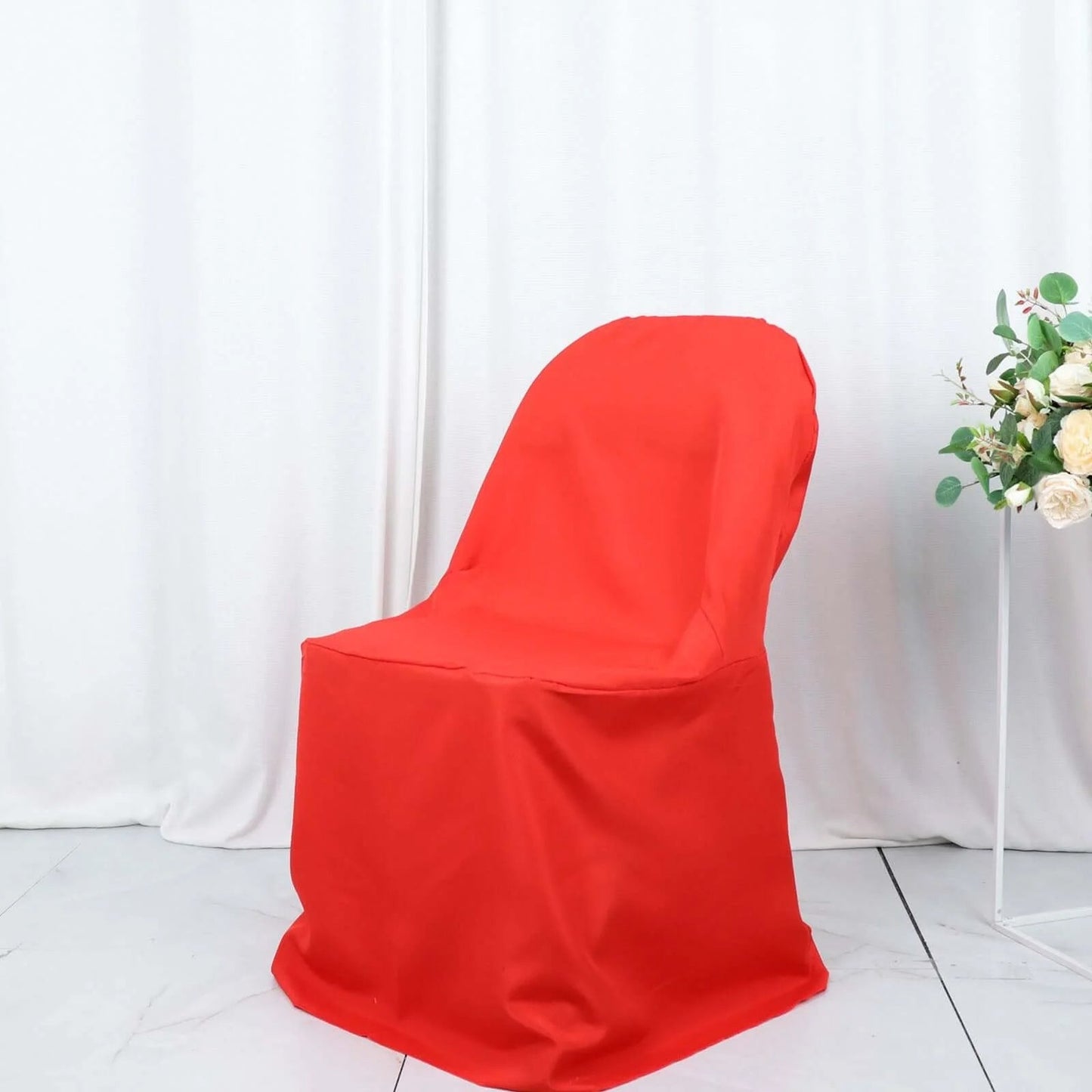 10 Pack Polyester Chair Covers for Folding Chairs Red - Wrinkle-Free Stain-Resistant Slip-On Slipcovers