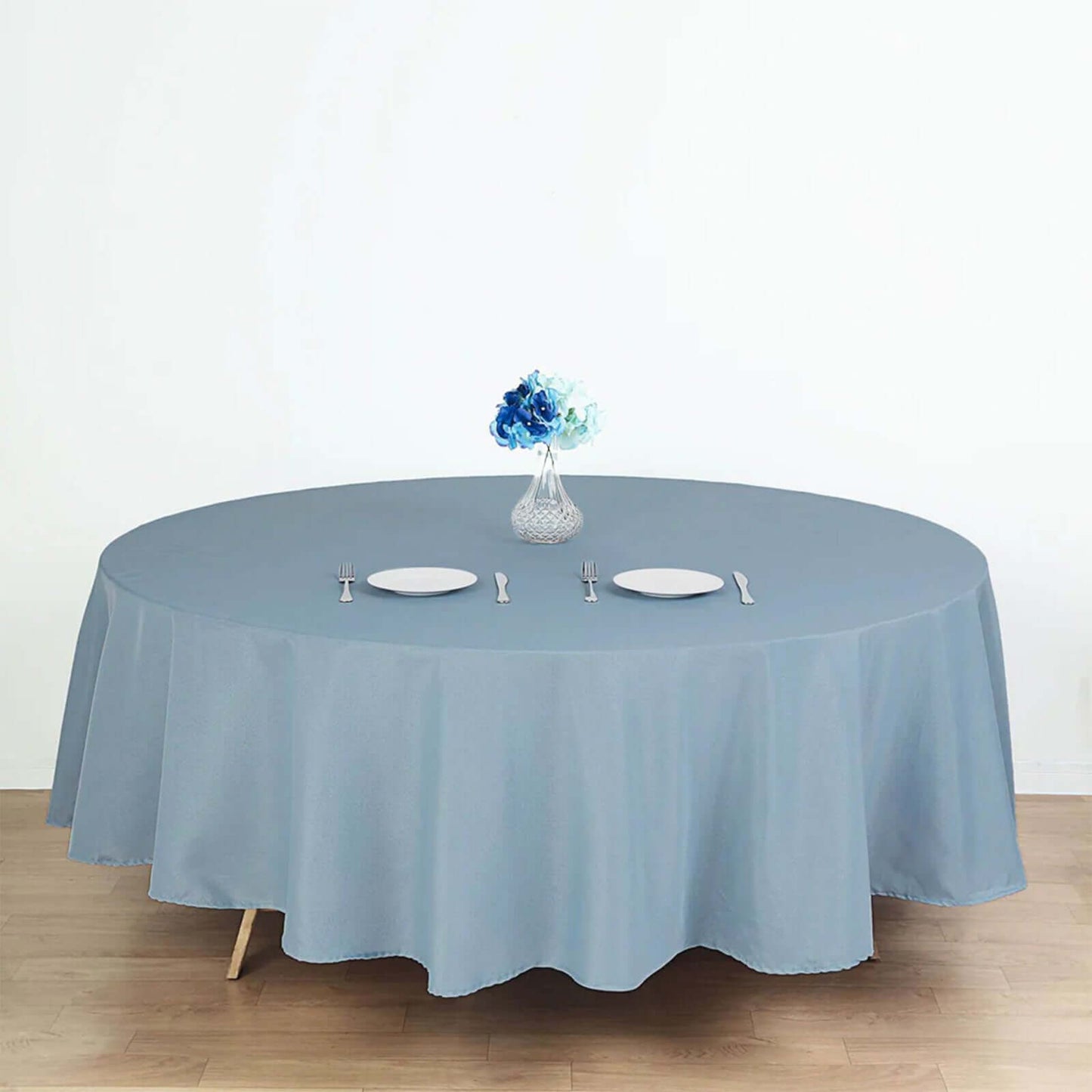 Polyester 90" Round Tablecloth Dusty Blue - Stain & Wrinkle-Resistant Table Cover