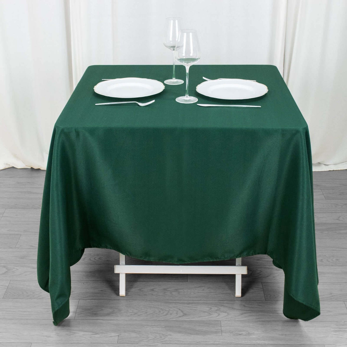 Premium Polyester Square Tablecloth 70"x70" Hunter Emerald Green 220GSM Wrinkle-Resistant Table Cover