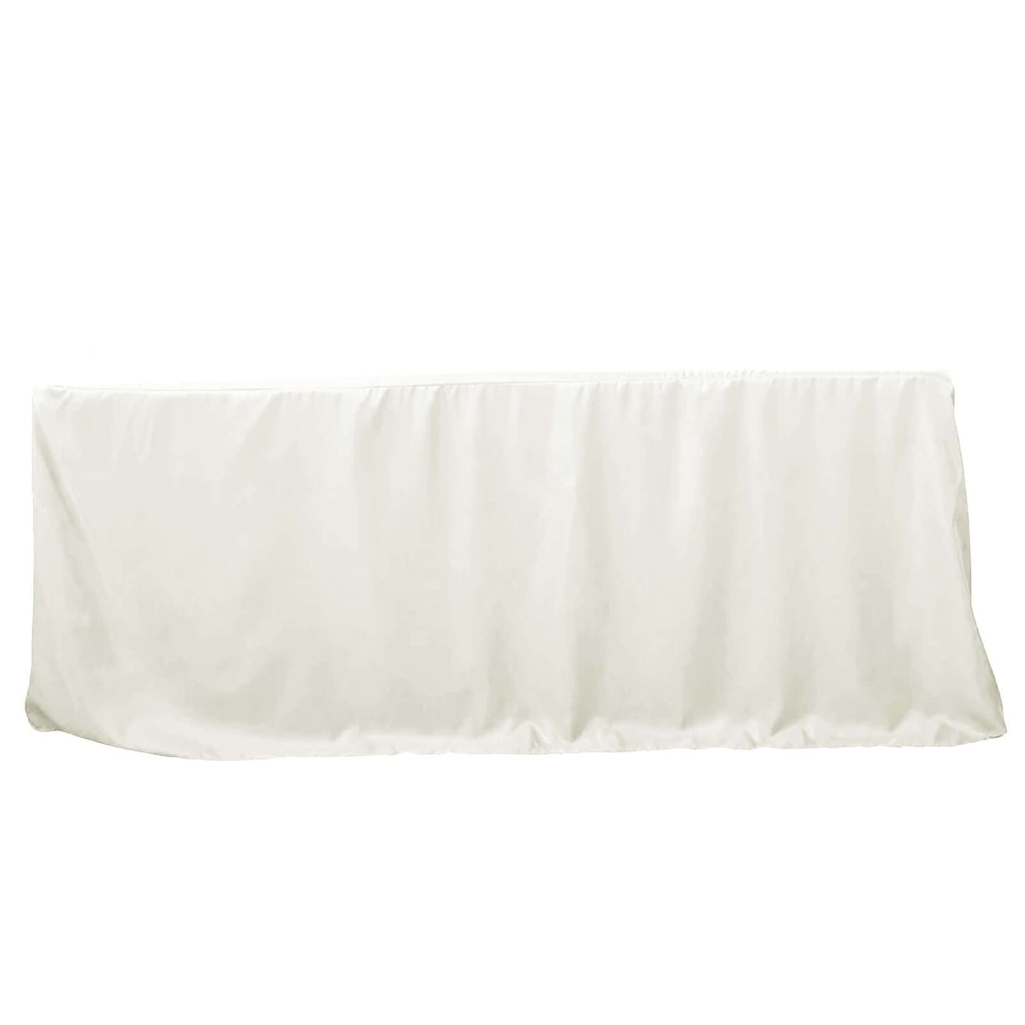 Fitted Polyester 96"x30" Rectangle Tablecloth Ivory - Durable and Easy to Maintain Table Cover