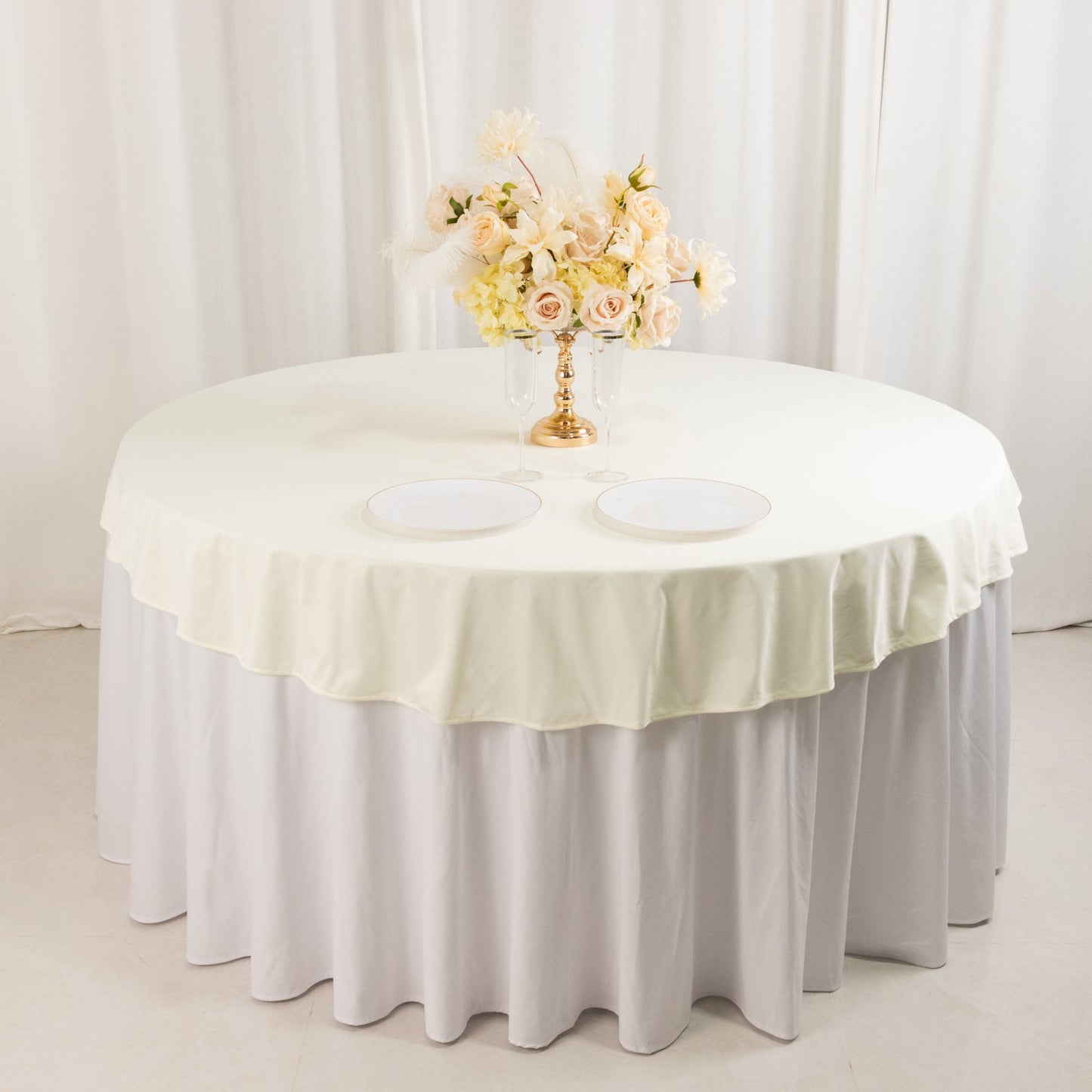 Scuba Round 70" Tablecloth Ivory - Wrinkle Free & Stain Resistant Table Cover