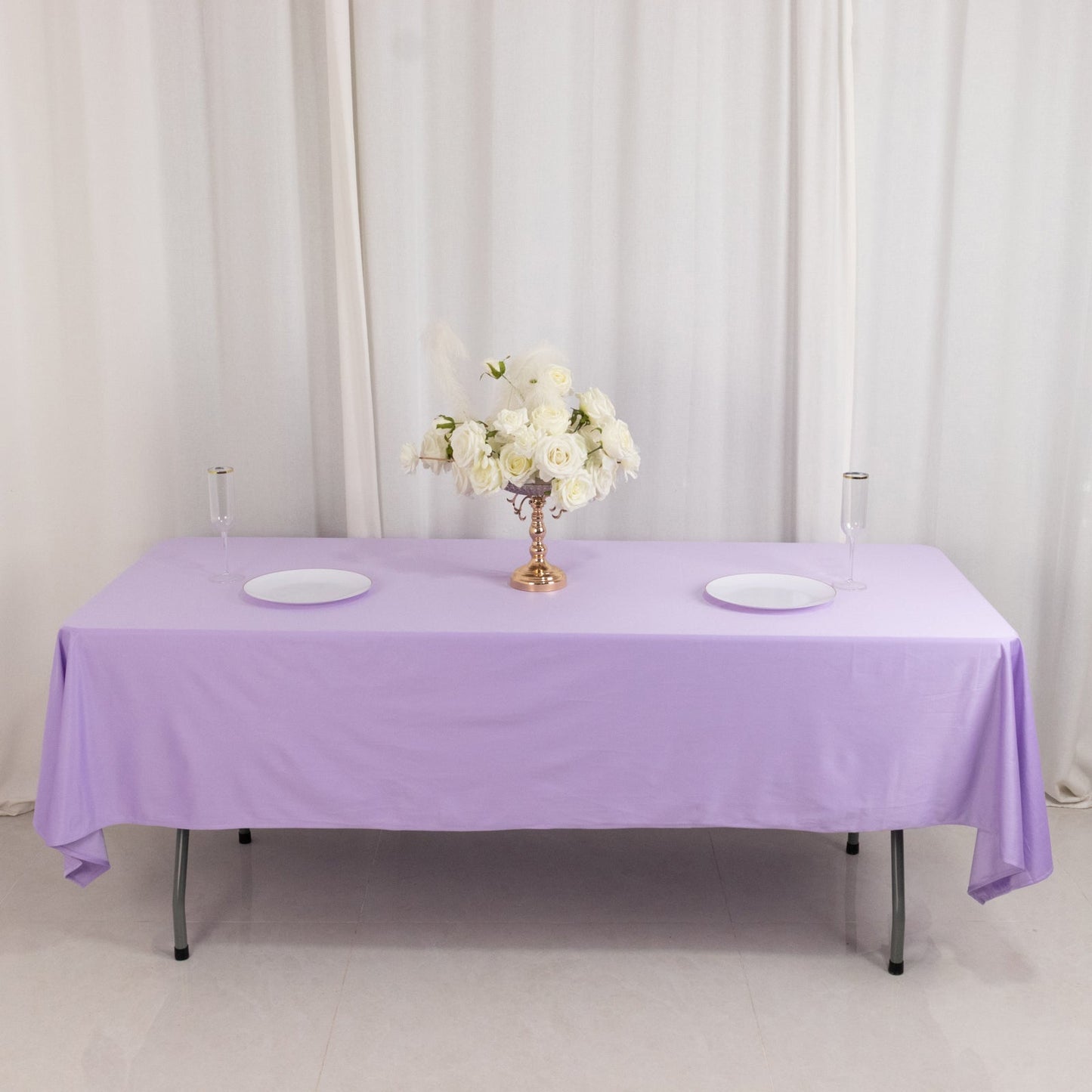 Scuba Rectangular 60"x102" Tablecloth Lavender Lilac - Wrinkle Free & Stain Resistant Table Cover