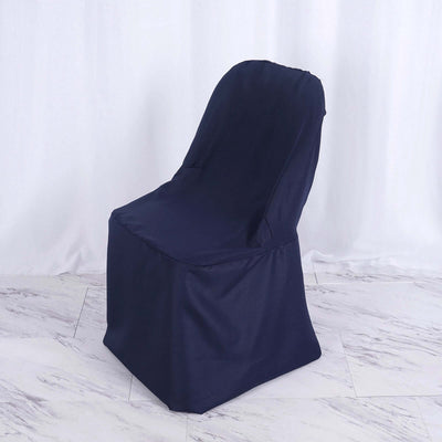 Polyester Slip On Folding Chair Covers Navy Blue - Stain-Resistant Reusable Durable Fabric