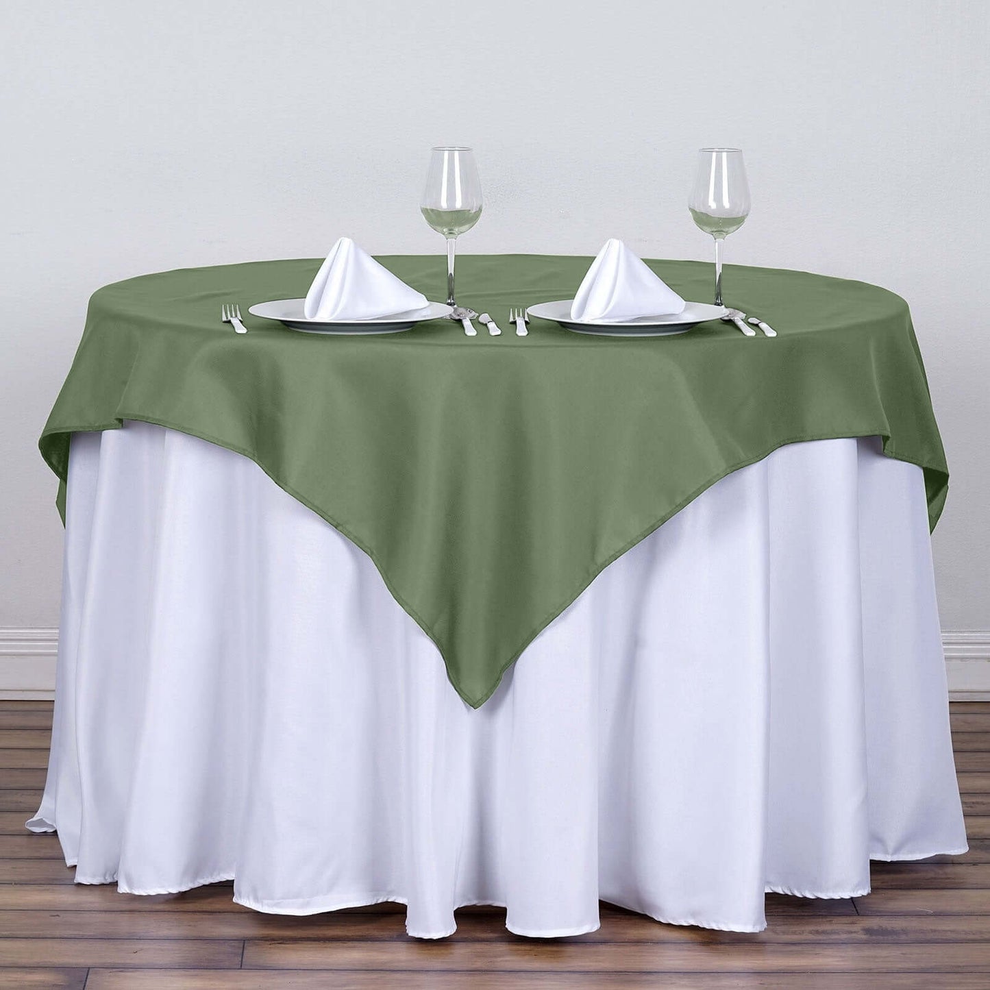 Polyester 54"x54" Table Overlay Square Tablecloth Olive Green - Wrinkle-Resistant & Durable Table Cover