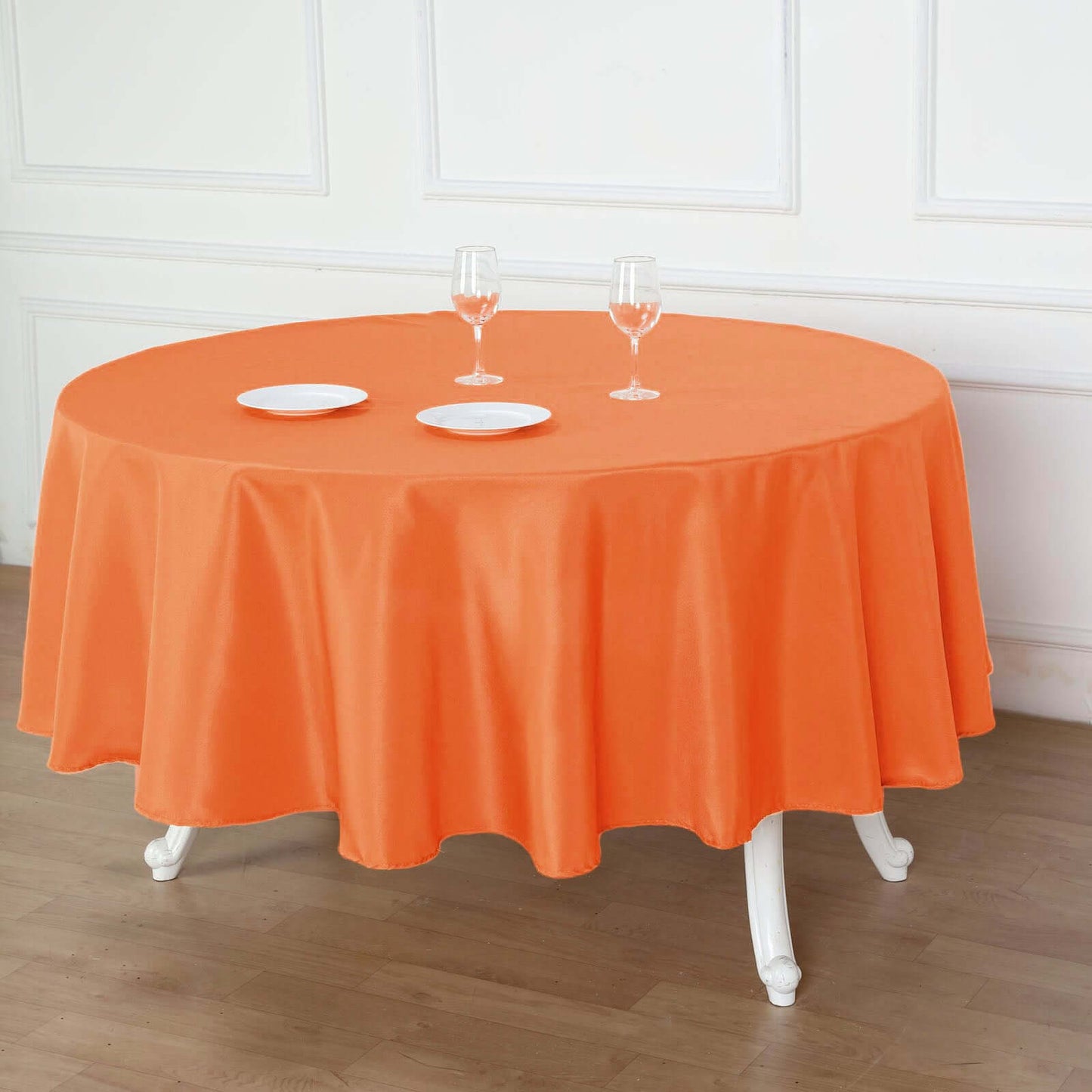 Polyester 90" Round Tablecloth Orange - Stain & Wrinkle-Resistant Table Cover