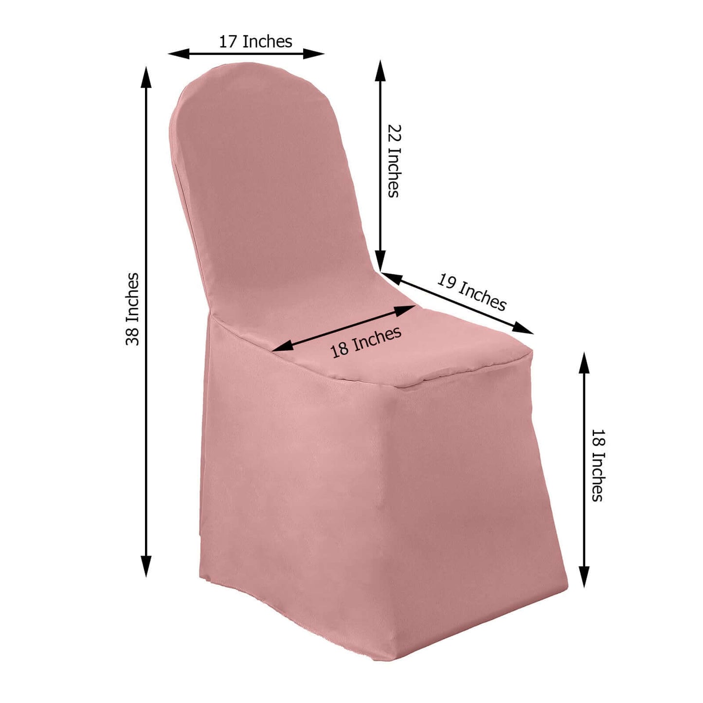 Polyester Slip On Banquet Chair Covers Dusty Rose - Stain-Resistant Reusable Durable Fabric