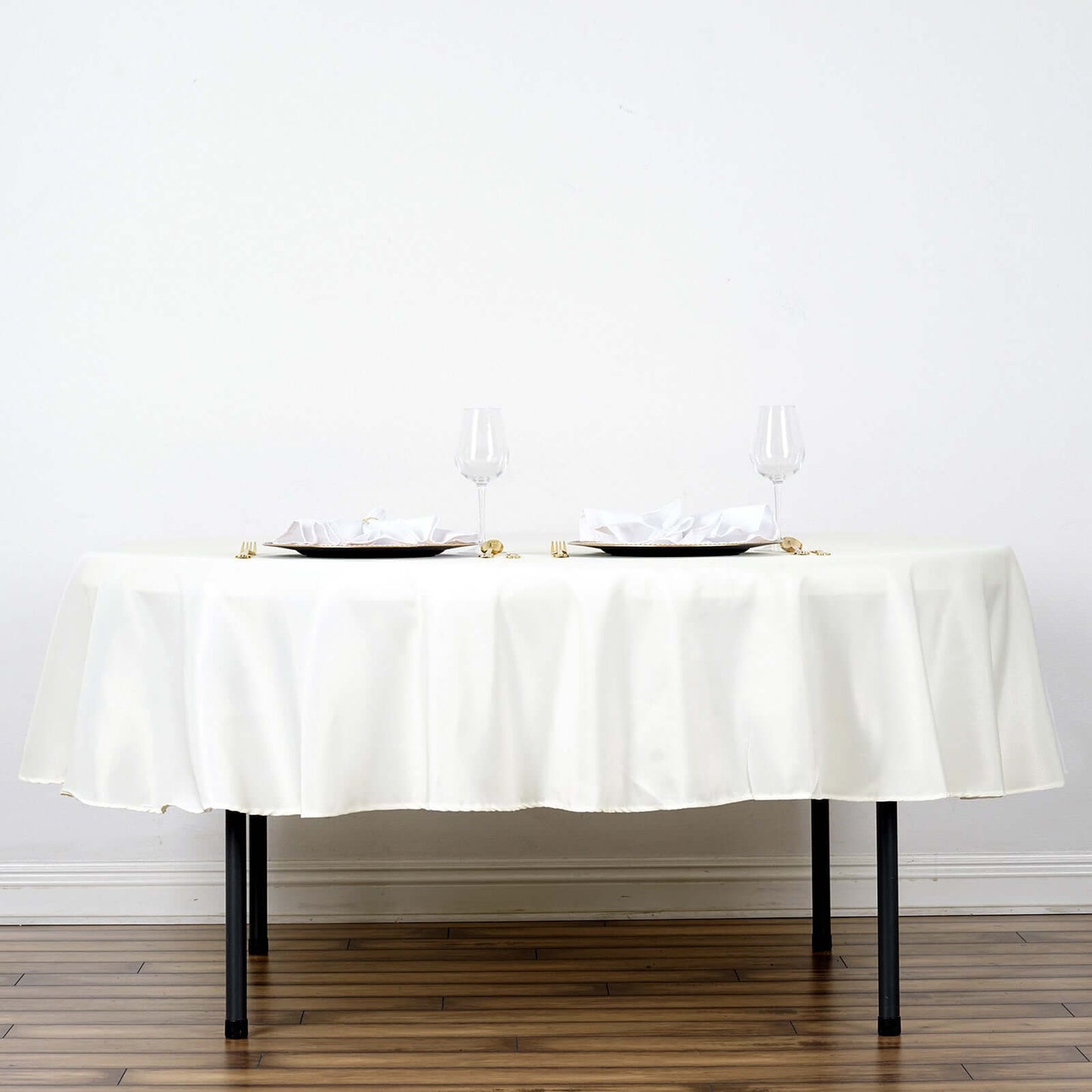 Polyester 90" Round Tablecloth Ivory - Stain & Wrinkle-Resistant Table Cover