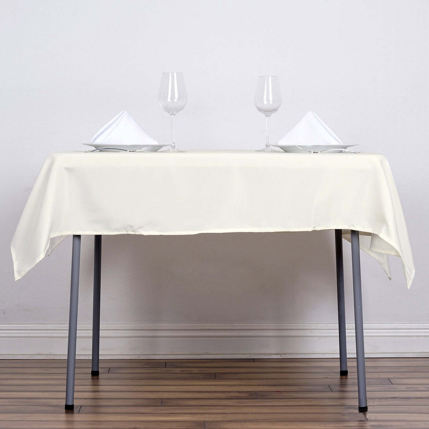 Polyester Square 54"x54" Tablecloth Ivory - Wrinkle-Resistant & Durable Table Cover