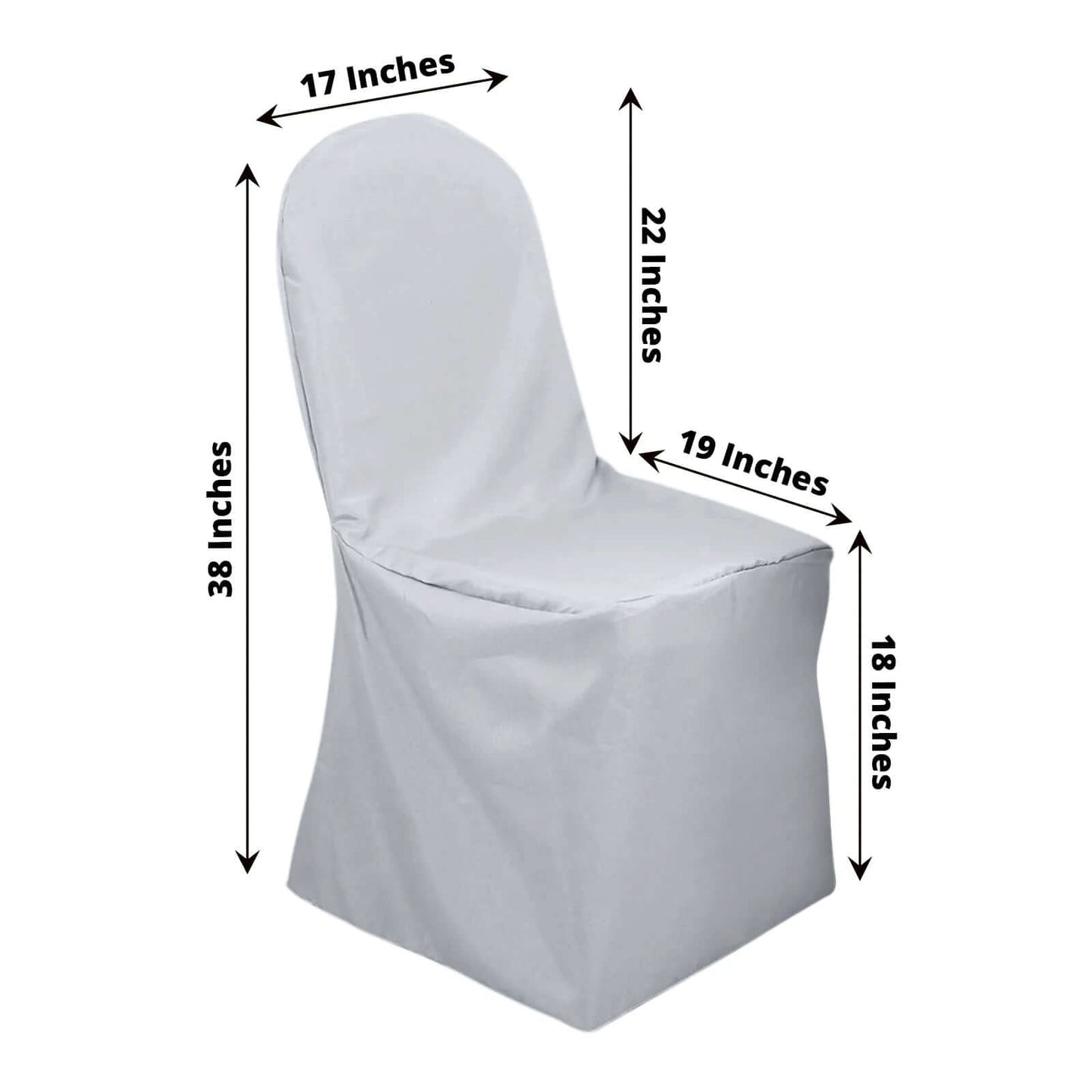 Polyester Slip On Banquet Chair Covers Silver - Stain-Resistant Reusable Durable Fabric