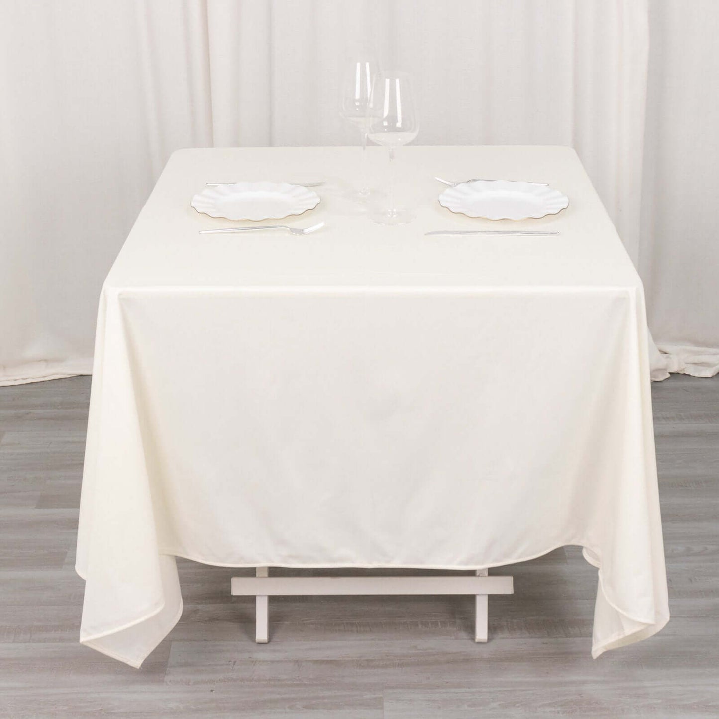 Scuba Square 70"x70" Tablecloth Ivory - Wrinkle Free & Stain Resistant Table Cover