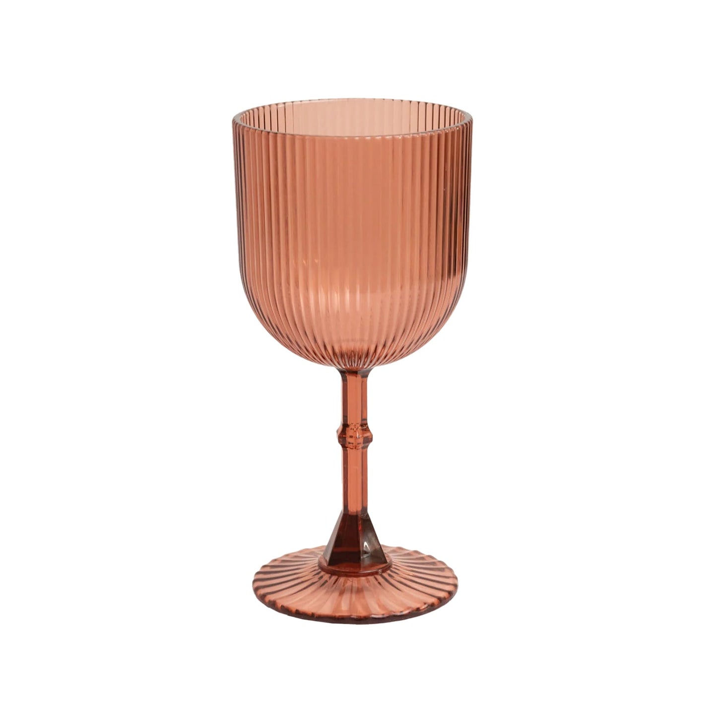 12-Pack Plastic Goblets Dusty Rose Vintage Ribbed Pattern - Reusable Shatterproof Glassware 9oz