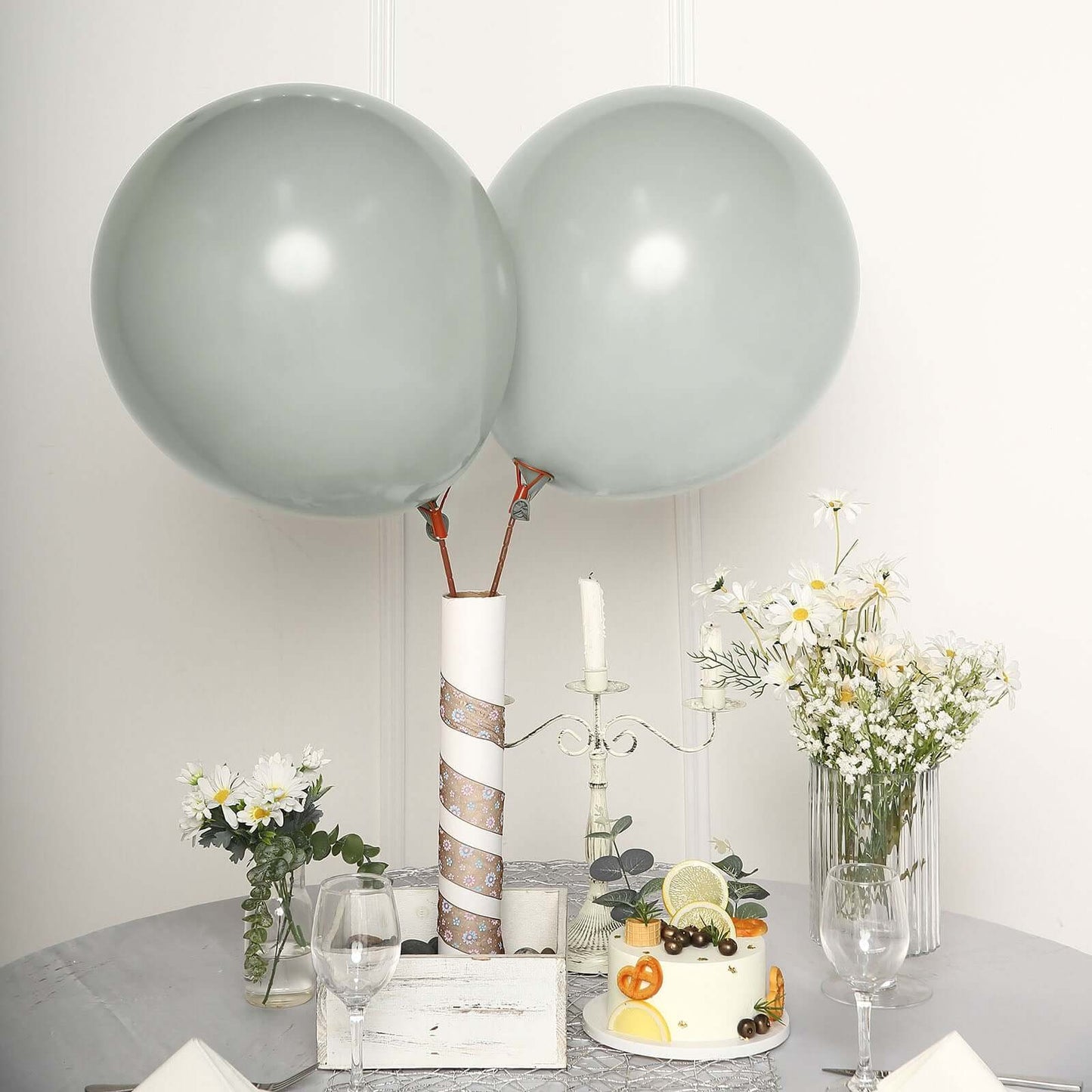 10 Pack 18" Matte Pastel Silver Helium or Air Latex Party Balloons