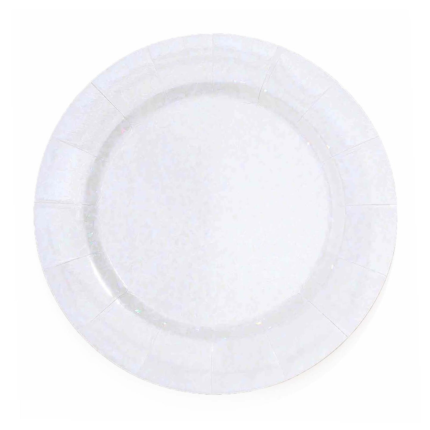 10-Pack Disposable Round Charger Plates in Iridescent with Leathery Texture - Durable 1100GSM Cardboard Placemats 13"