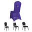 Spandex Chair Cover with Silver Rhinestone Buckled Sash Band Purple - Stretch Fitted Slipcover