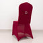 Spandex Chair Cover with Silver Rhinestone Buckled Sash Band Burgundy - Stretch Fitted Slipcover