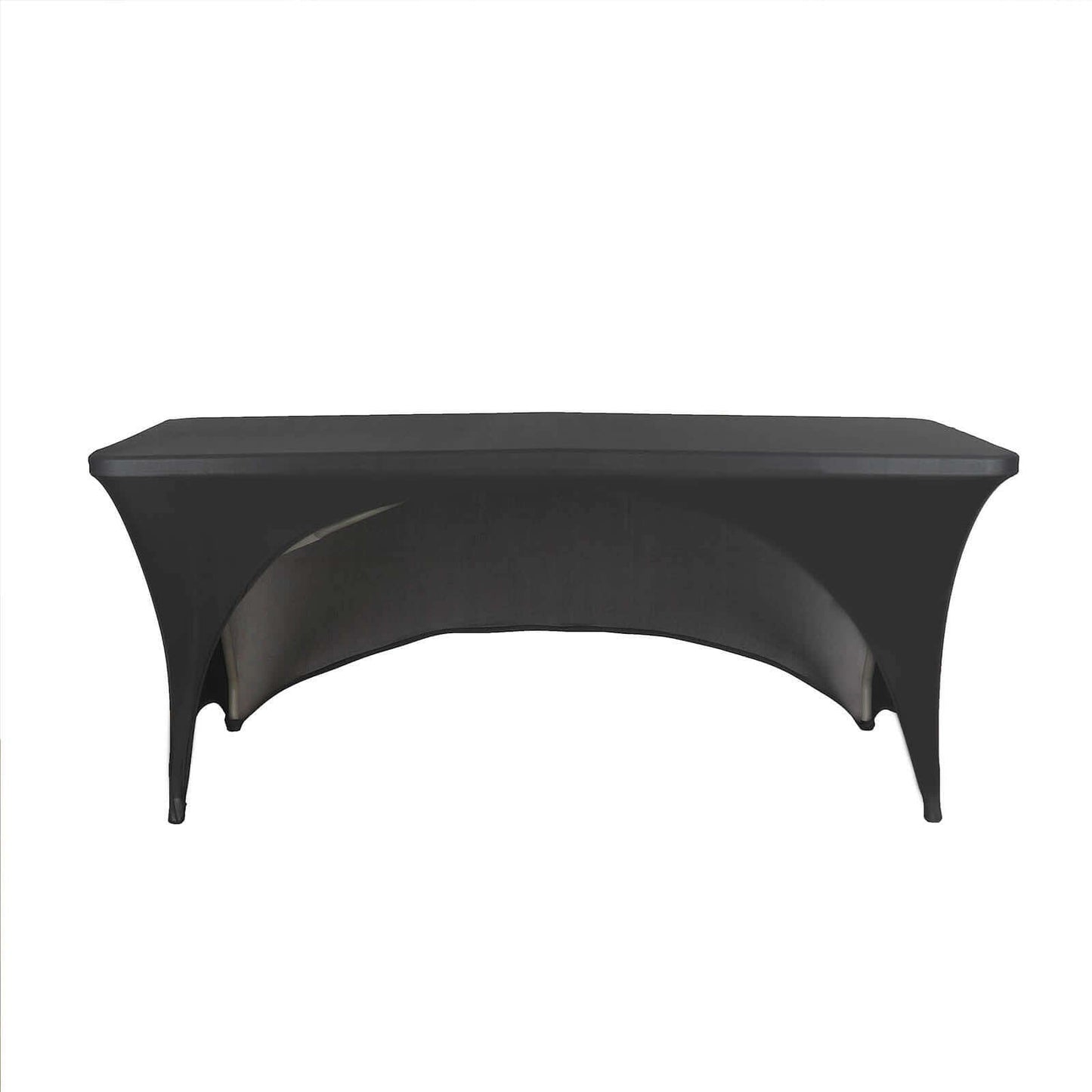 Stretch Spandex 72"x30" Rectangular Table Cover Black with Curved Open Back Design Tailored Professional Look
