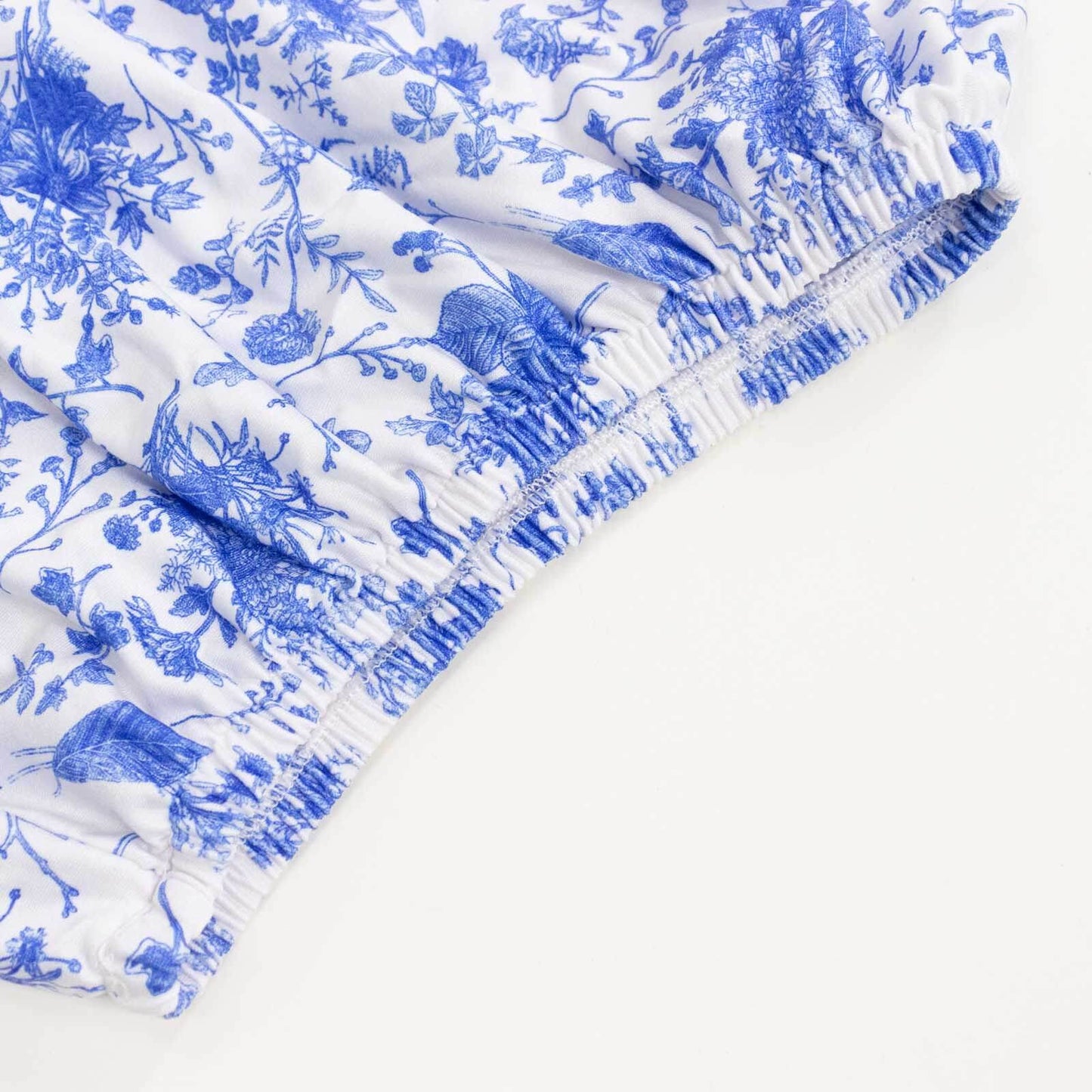 Set of 5 White Blue Spandex Cylinder Pedestal Stand Covers in French Toile Floral Pattern, Stretchable Pillar Prop Covers - 160 GSM