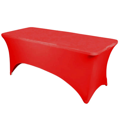 Stretch Spandex 6ft Rectangle Tablecloth Red - Durable Form-Fitting Table Cover