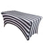 Stretch Spandex 72"x30" Rectangle Tablecloth Black/White Vertical Stripes - Durable Form-Fitting Table Cover for Events & Presentations