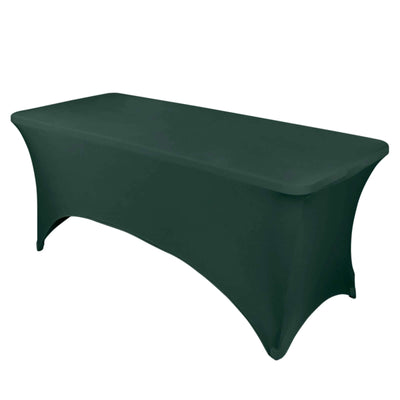 Stretch Spandex 96"x30" Rectangle Table Cover Hunter Emerald Green - Durable Form-Fitting Tablecloth
